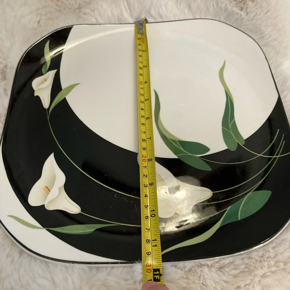 NWT RARE Vintage Sango Quadrille Semi-Porcelain 5101 Black Lillie’s platter - Picture 6 of 6